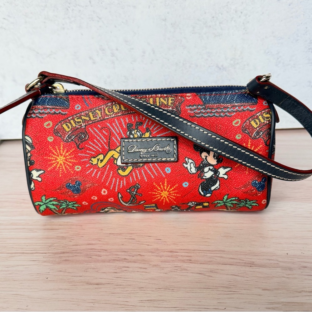 Dooney & Bourke Disney Cruise Red barrel/clutch bag. Retired print.